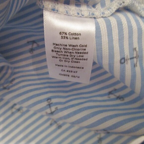 NWT Talbots LINEN Blend Size L BLOUSE Tank TOP V-Neck SLEEVELESS Nautical ANCHOR - Picture 8 of 8